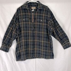 Vintage Jeans by Express Brown and Gray Plaid 1/4 Zip Sweater
